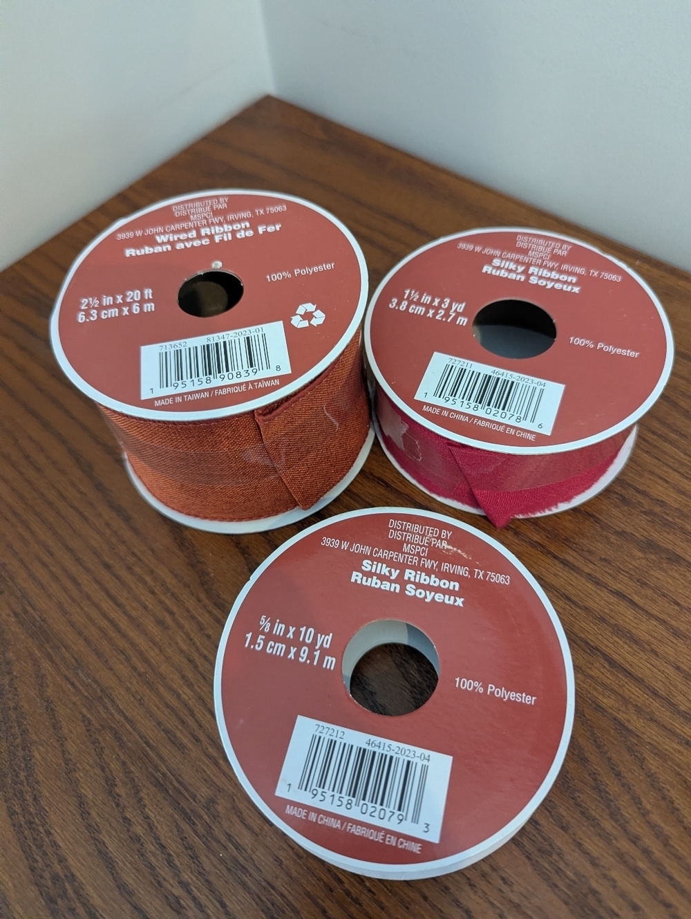 Celebrate It Fall Ribbon Wired Ribbon, Art Ribbon, Craft Ribbon 1 Orange & 2 Red - Picture 7 of 10